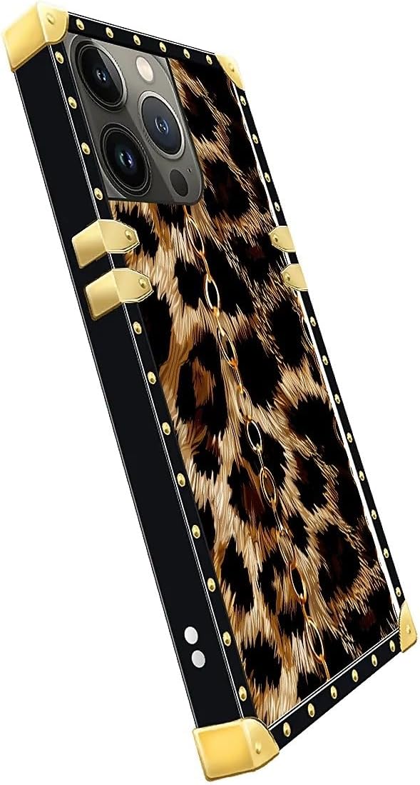 Compatible with iPhone 14 Pro Case, Seamless Gold Chain Leopard Luxury Golden - Image 4
