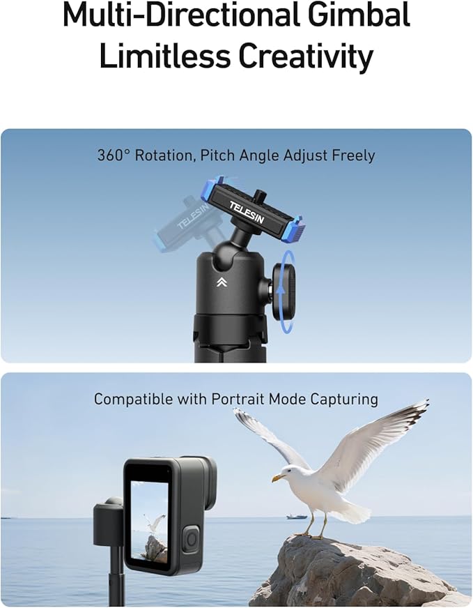 TELESIN 40cm/15.7'' Mini Selfie Stick Tripod Compatible - Image 4
