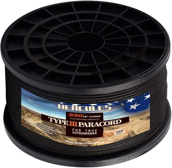 HERCULES Type III Paracord 550 Paracord Rope Parachute Cord, Survival Cord by HERCULES