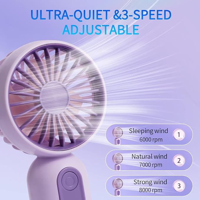 Mini Portable Fan 3 Pack, Cute Handheld Battery Operated Lightweight Small - Image 3