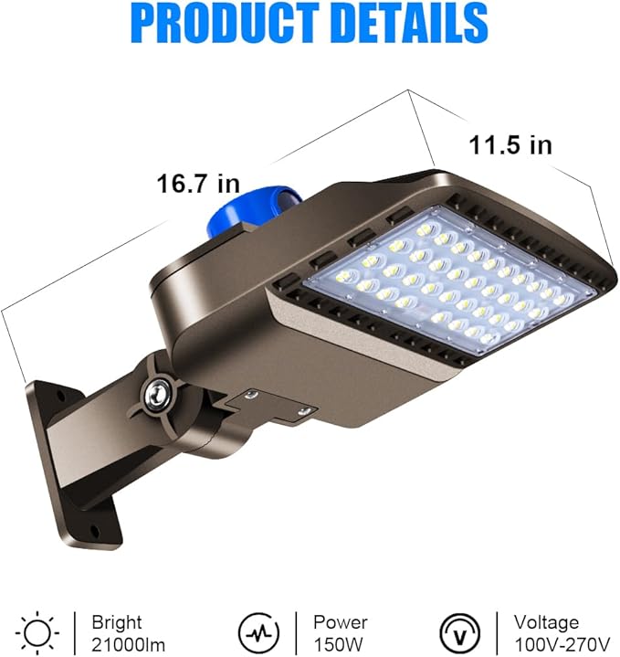 Juyace 3 Pack 150W LED Parking Lot Light Dusk to Dawn, 21000LM Super Bright - Image 4