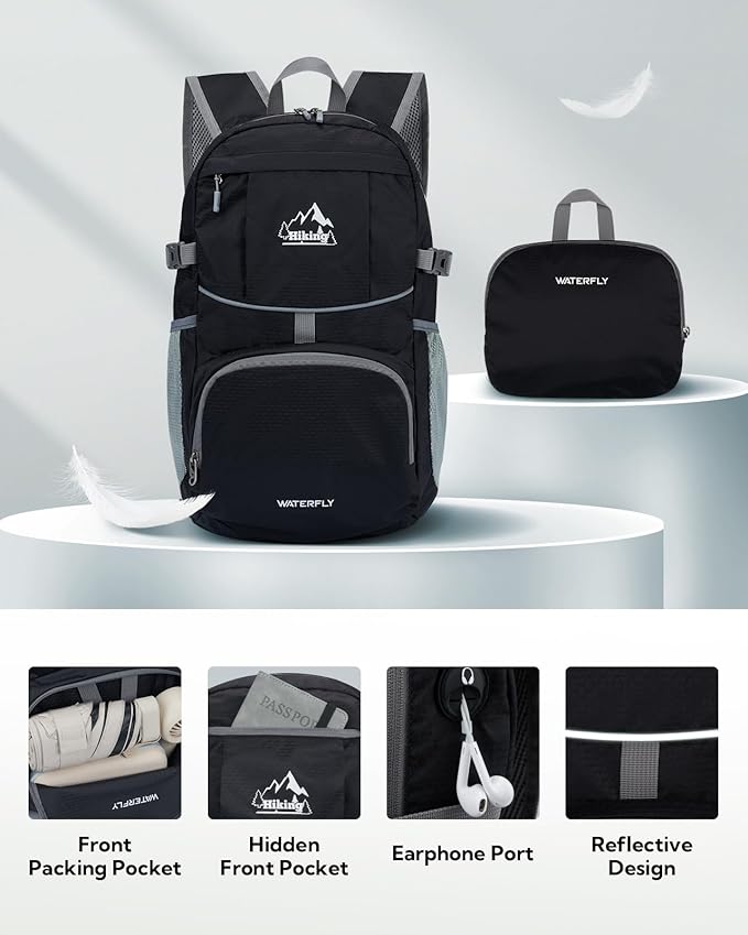 WATERFLY Hiking Packable Daypack Backpack: 25L Ultra Lightweight Day Pack - Image 3