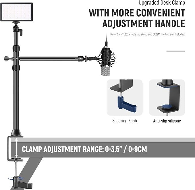 NEEWER Camera Desk Mount with Overhead C Amera Mounting Arm and 1/4" Ball Head - Image 7