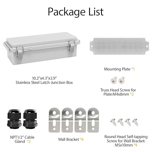 LeMotech Electrical Box, IP67 Waterproof Hinged Cover Stainless Steel Latch - Image 9
