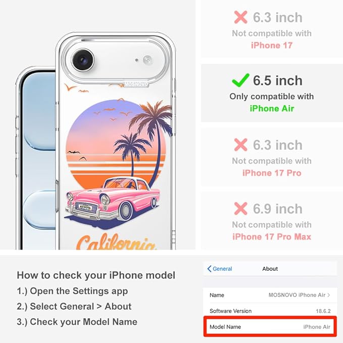 MOSNOVO for iPhone Air Case, Shockproof Military-Grade Protection 6.6ft Drop - Image 2