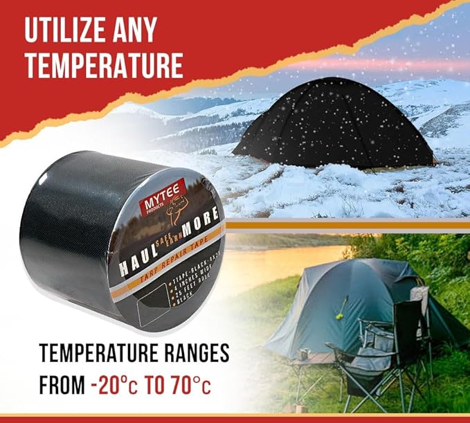 Mytee Products 8.8 oz Waterproof Black Vinyl Tarp Repair Tape 4 Inch x 25 FT - Image 4