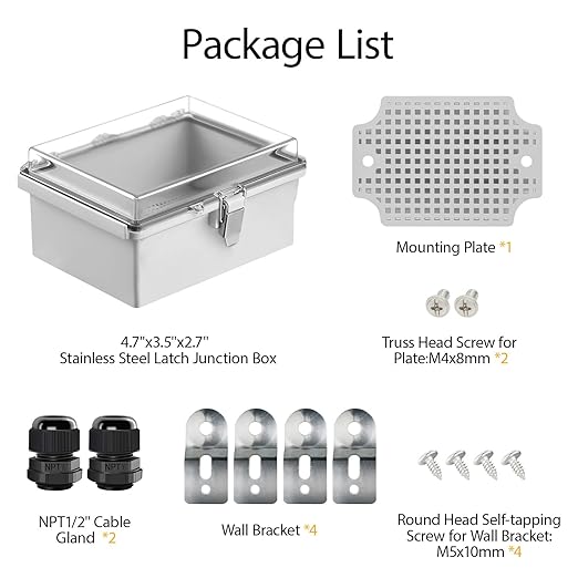 LeMotech Electrical Box, IP67 Waterproof Hinged Clear Cover Stainless Steel - Image 9