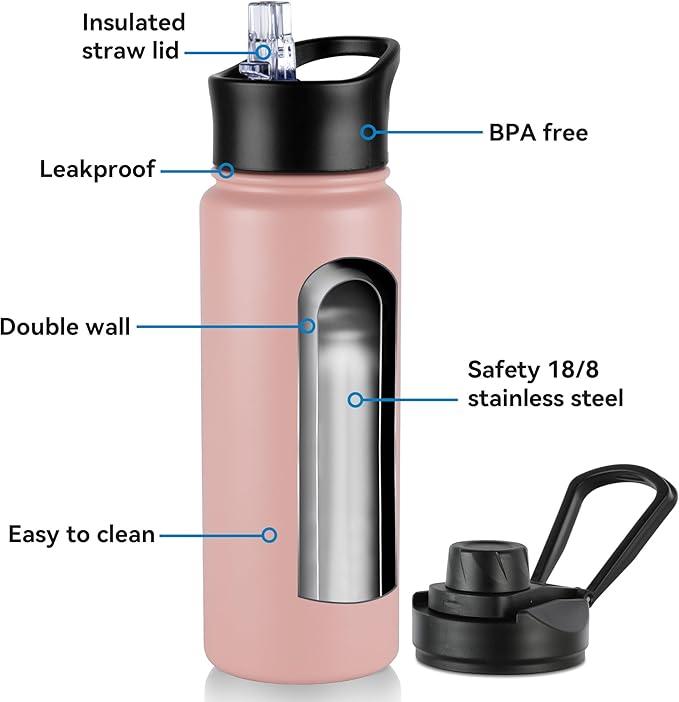 VEGOND 40 oz Insulated Water Bottle Bulk Stainless Steel Metal Water Bottles - Image 3