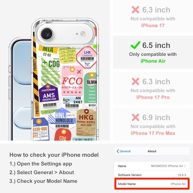 MOSNOVO for iPhone Air Case | Military Grade 6.6ft Drop Tested | Camera Control - Image 2