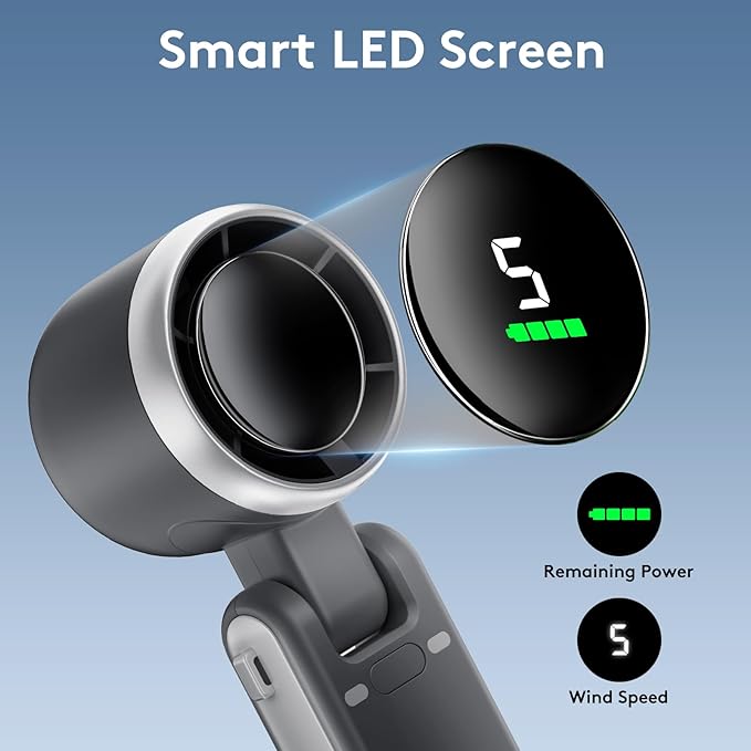 Portable Handheld Mini Fan, Foldable Powerful Winds Turbo Fans, 10000mAh - Image 5