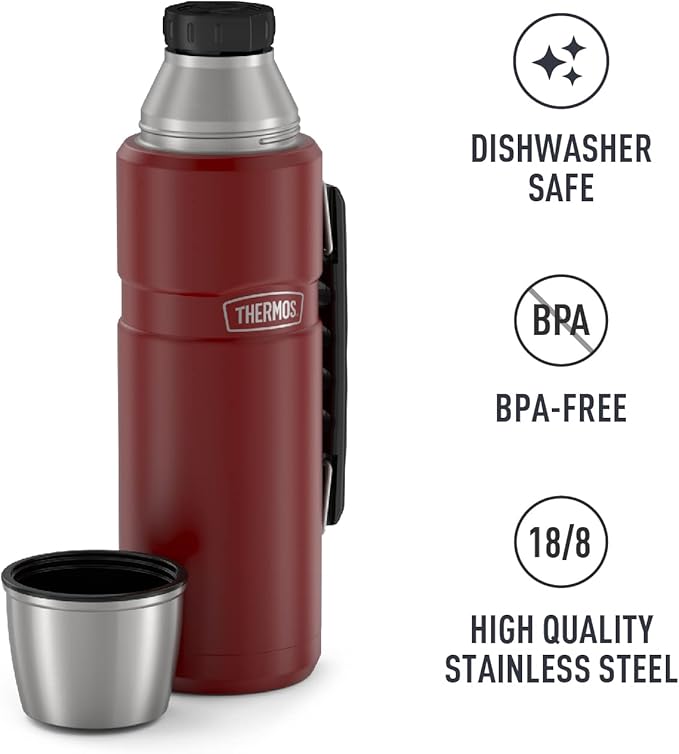 THERMOS Stainless King Vacuum-Insulated Beverage Bottle, 40 Ounce, Rustic Red - Image 5