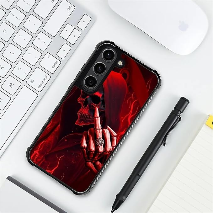for Samsung Galaxy S23 Case, Gestures Funny Skull Pattern Graphic Design Girl - Image 7