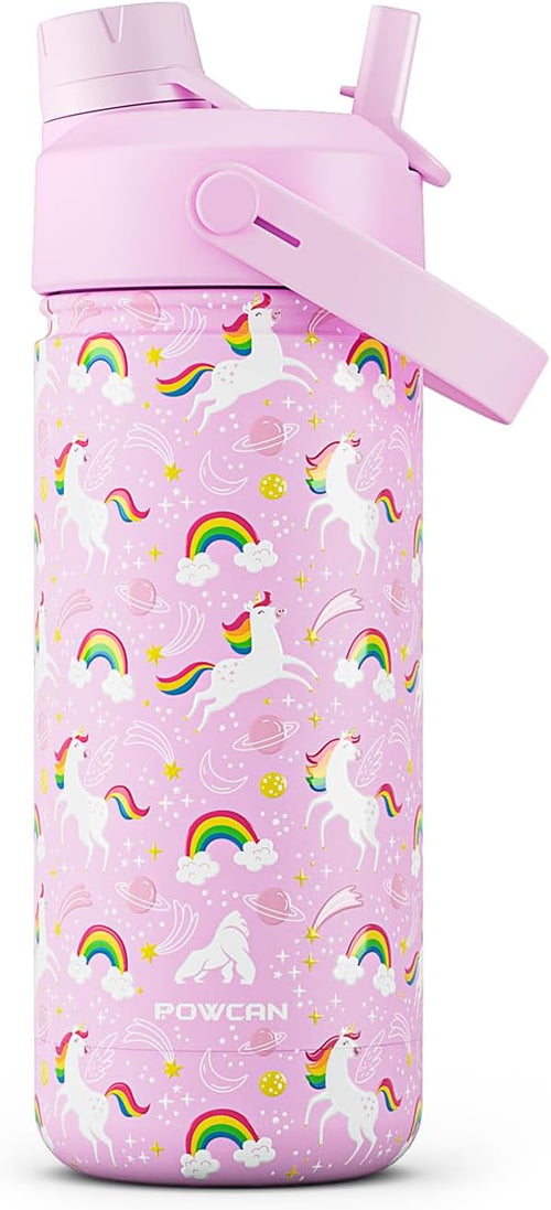 18 oz Kids Water Bottle for Girls: BPA-Free, Easy Carry, Durable Straw Spout Lid by POWCAN