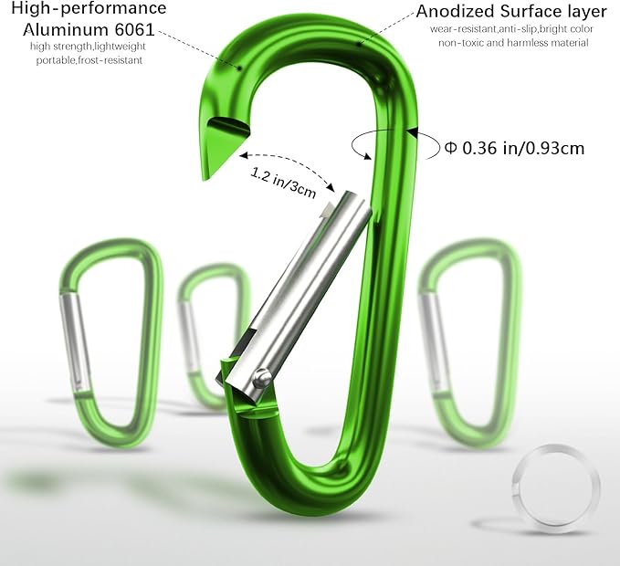 sprookber 4" & 5" Extra Large Aluminum Carabiner D Ring, Caribeener Clips - Image 4