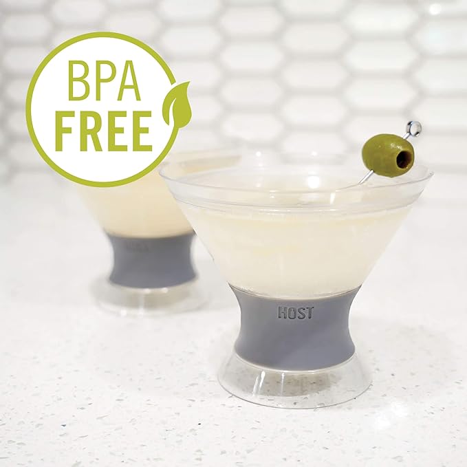 Host Freeze Insulated Martini Glasses Set of 4, Plastic Freezer Gel Chiller - Image 5