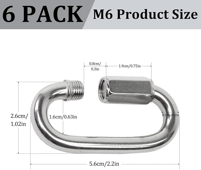 Locking Carabiner Clips, Stainless Steel Spring Snap Hook Locking Carabiner - Image 4