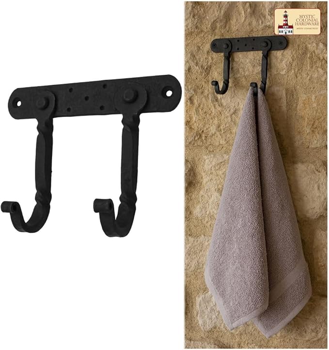 "Mystic Colonial Medieval Hand-Forged Iron Double Wall Hooks 1 Pc | Rustic - Image 7
