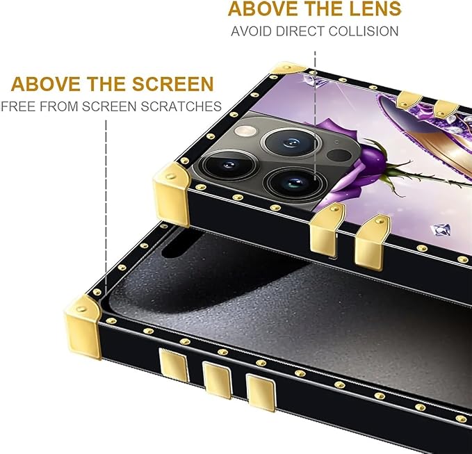 Compatible with iPhone 16 Pro Case, High Heeled Purple Diamond Rose Luxury - Image 6