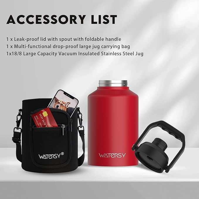 WATERSY Half Gallon Water Bottle Insulated, BPA Free&Leak Proof, 64oz Stainless - Image 6