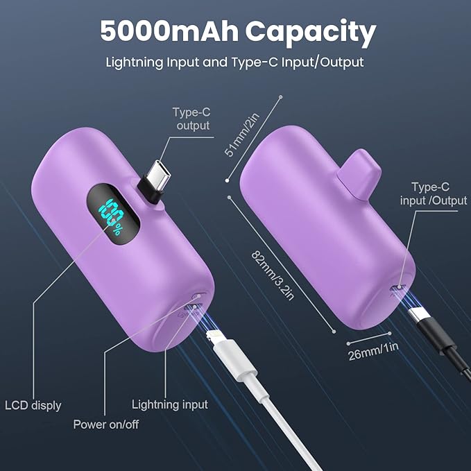 Mini Portable Charger 5000mAh Power Bank, 15w PD USB C Cell Phone Portable Power - Image 6