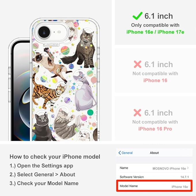 MOSNOVO for iPhone 17e Case/iPhone 16e Case, Shockproof Military-Grade - Image 2