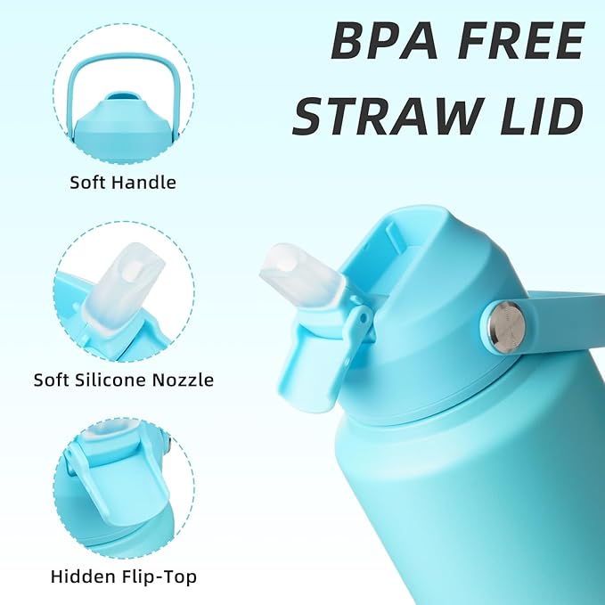 BJPKPK Water Bottle with Straw Lid, 32oz Vacuum Insulated Water Bottles - Image 2