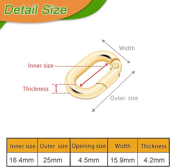 10Pack 5/8 Inch Small Oval Carabiner, Metal Spring Tiny Carabiner Clips - Image 2