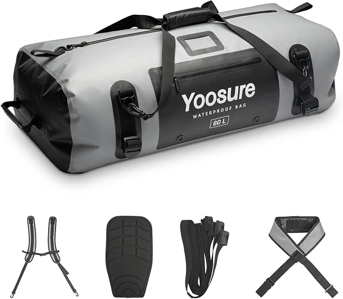 80L Waterproof Duffel Bag Motorcycle Dry Bag Backpack, Waterproof Zippered Bags by Unknown