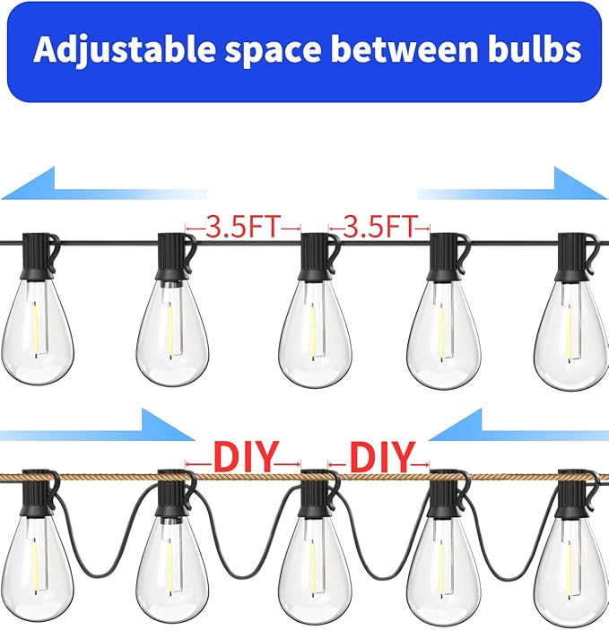 luckystyle 120FT LED Outdoor String Lights - Image 3