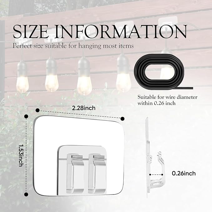 Hooks for Outdoor String Lights Clips: Heavy Duty Cable Clips - Image 2