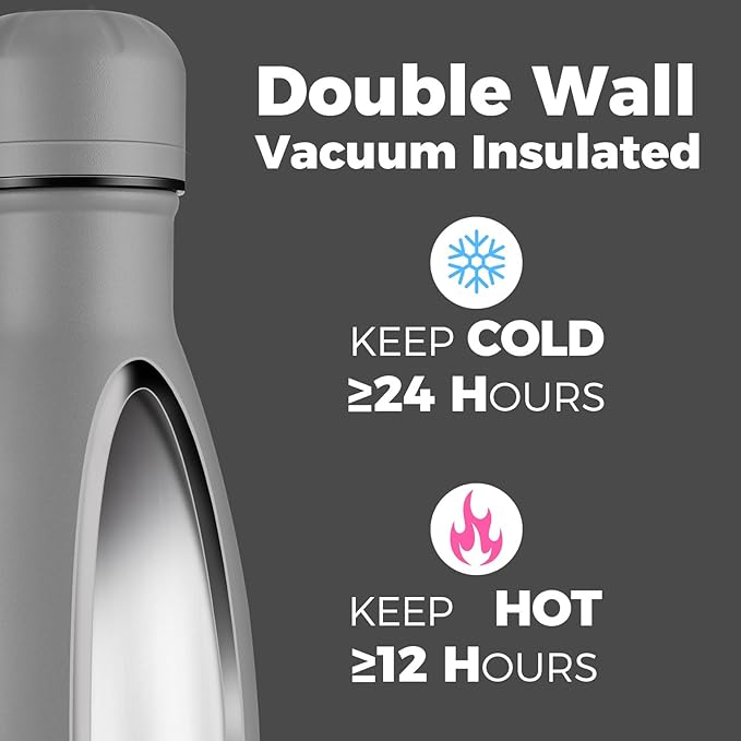 Volhoply 17oz Stainless Steel Water Bottles Bulk, Leakproof Insulated Metal - Image 3