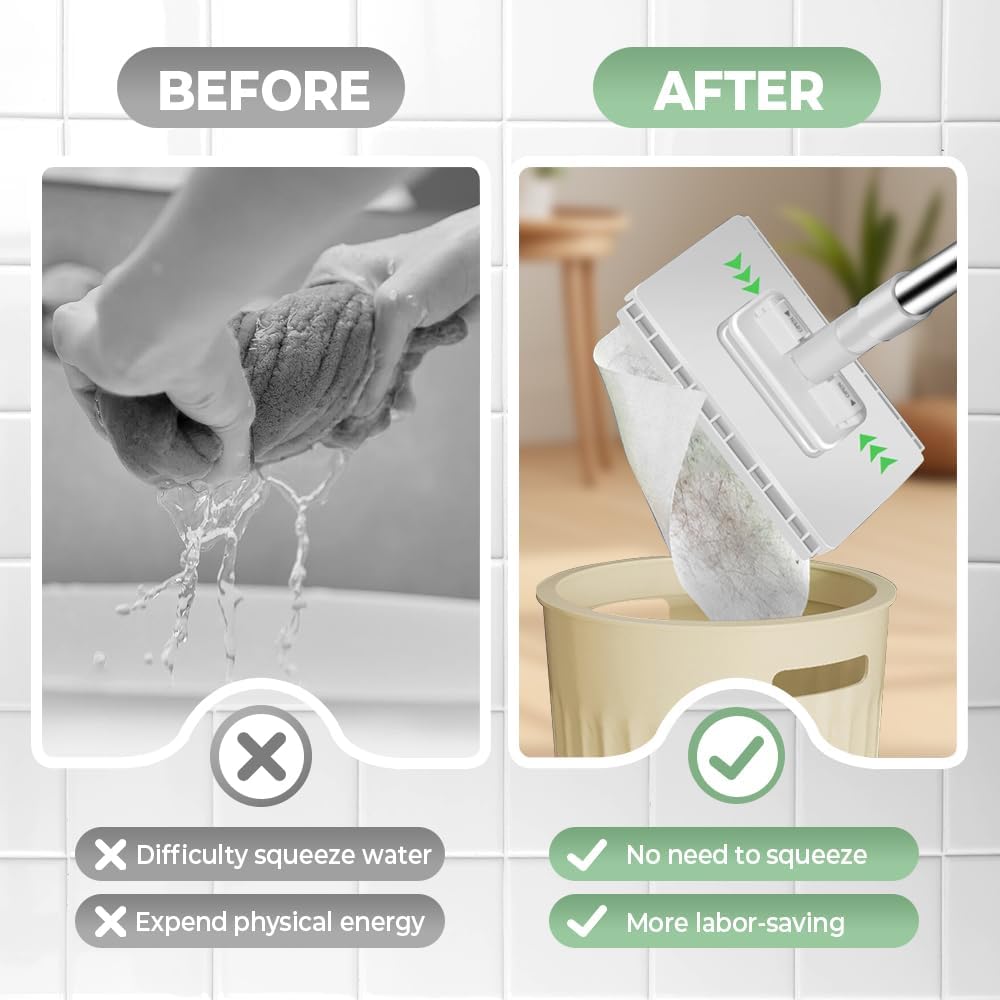 Disposable Dust Mop with 4 Reusable Cloths, mopa desechable para el polvo con 4 PañOs Reutilizables, 39" Long Handle Retractable Gap Dust Cleaner with Locking Head for Multi Surface Cleaning, Wet&Dry