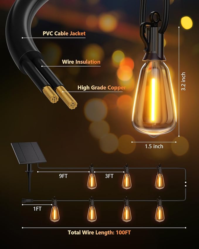 Brightown 100FT Solar String Lights Outdoor Waterproof - Image 6