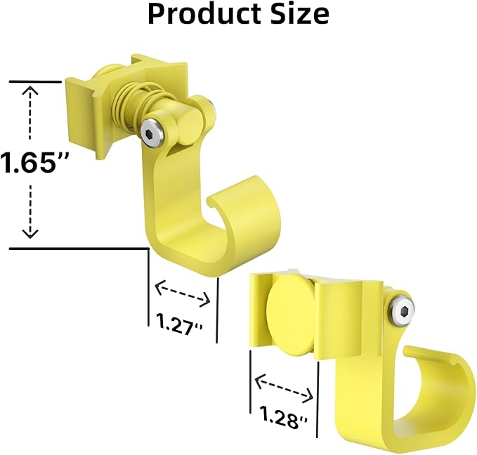 4 Pack L Track Hooks with Single Stud Fitting, Spring-Loaded Adjustable Gear - Image 6