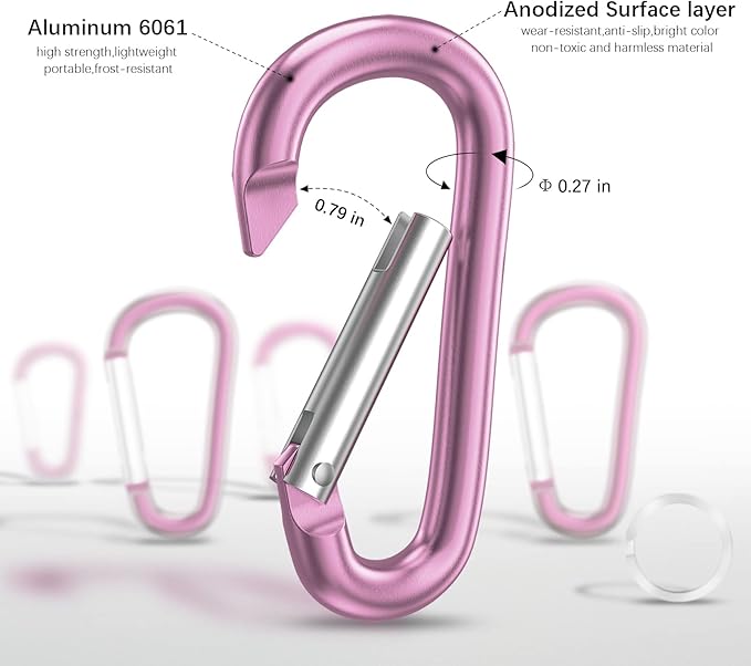 sprookber 3" Aluminum Carabiner D Ring, Caribeener Clips, Spring Snap Hook - Image 4