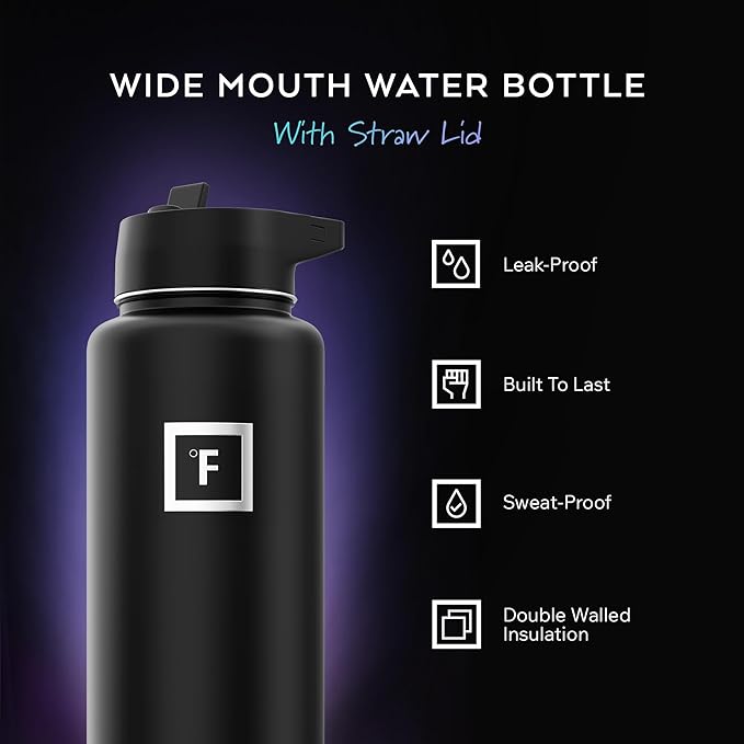 IRON °FLASK Camping & Hiking Hydration Flask - 40 oz Graphite - Image 2