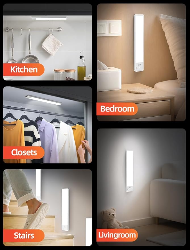Under Cabinet Lighting: 10 Inch 3-Color Dimmable Rechargeable Motion Sensor - Image 8
