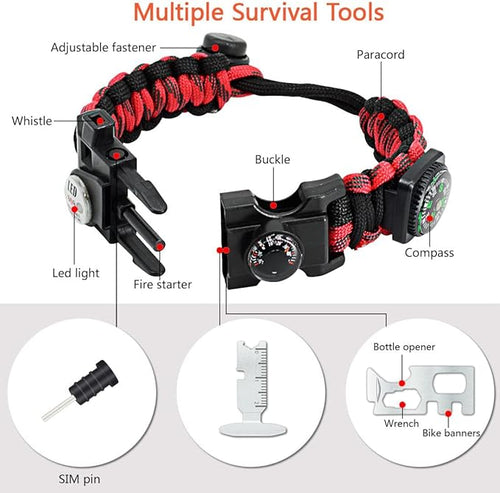 20 in 1 Survival Paracord Bracelet Adjustable Gear Kit - Image 2