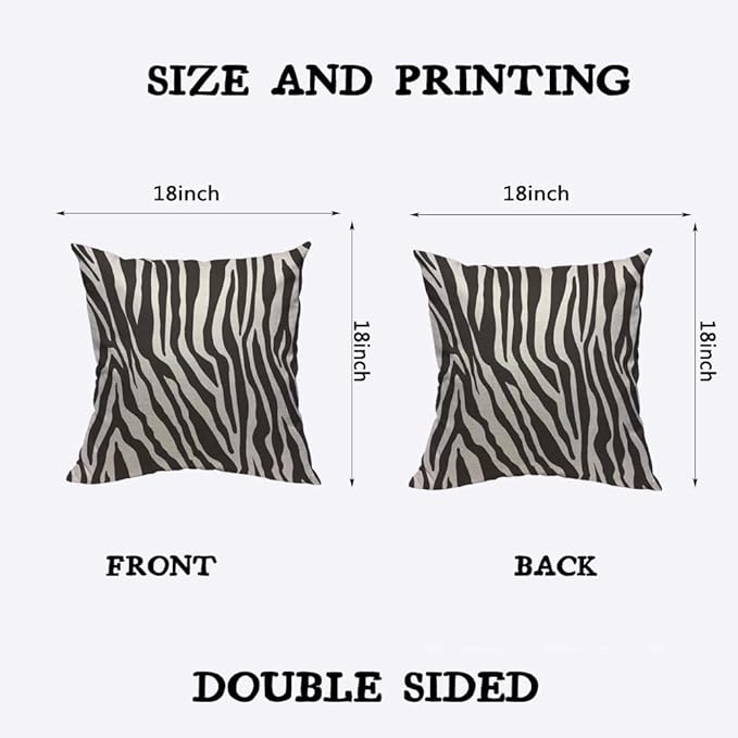 TKS MITLAN Zebra Print Pillow Covers 18 x 18 Inch Black White Leopard Line - Image 2