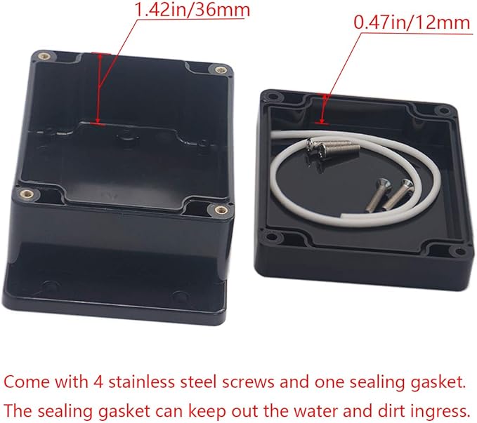 2 Pack Project Box IP65 Waterproof Junction Box ABS Plastic Black Electrical - Image 4