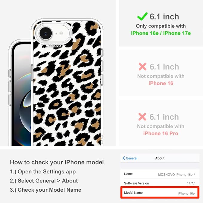 MOSNOVO for iPhone 17e Case/iPhone 16e Case, Shockproof Military-Grade - Image 2