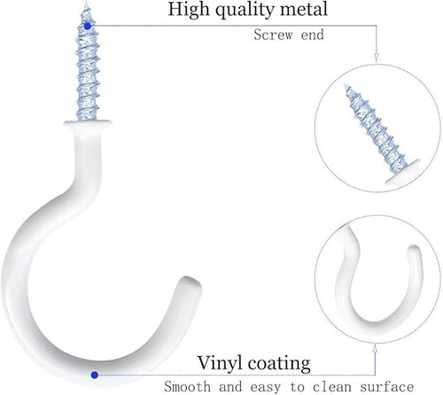 12 Pack Vinyl Coated Ceiling Hooks, Screw-in Mug Hooks - Image 2