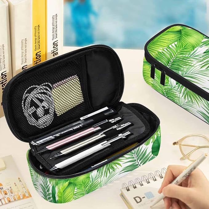 Palm Leaves Pencil Case Green Tropical Plant Pencil Bag Pen Markers Pouch - Image 5