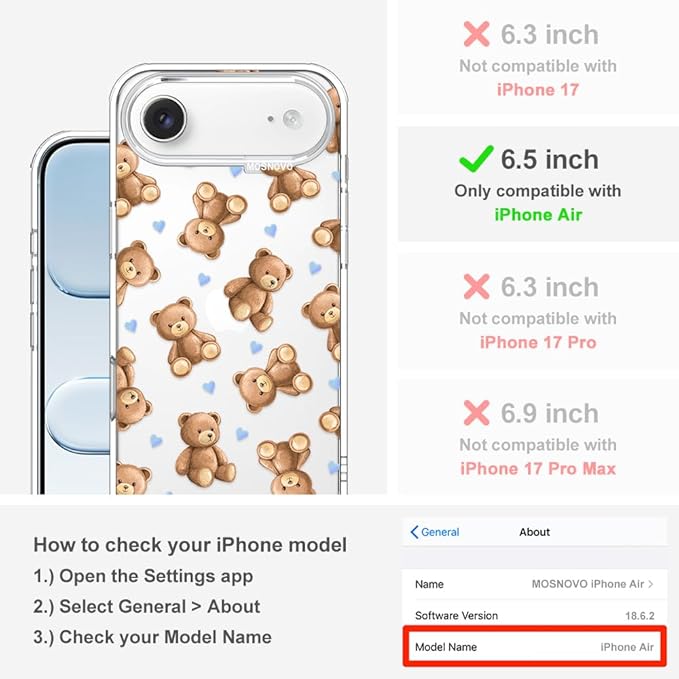 MOSNOVO for iPhone Air Case, Shockproof Military-Grade Protection 6.6ft Drop - Image 2