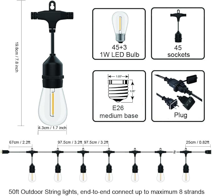 SUFEIMAS Outdoor String Lights LED 150FT - Image 3
