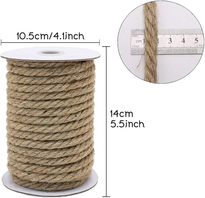 Vivifying 50 Feet 10mm Jute Rope, Natural Heavy Duty Twine - Image 2