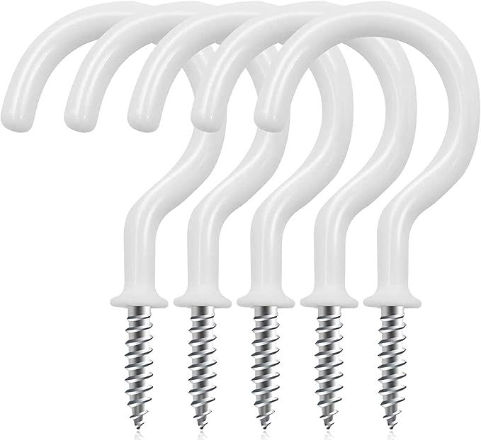 Cup Screw Hooks, 1-1/2 Vinyl Coated Ceiling 45 Pack Screw in Hooks Plant Hanger by DRTDERUITAI