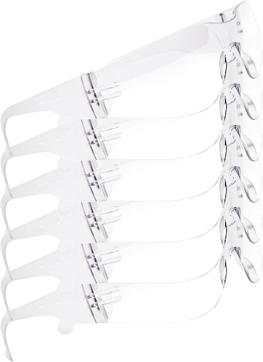 Quest Protective Apparel Safety Glasses for Men and Women - Anti Fog Safety Goggles for Shooting, Lab, or Construction – Polycarbonate Eye Protection [Clear & Pack of 6]