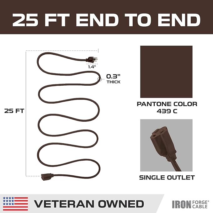 Iron Forge Cable Outdoor Brown Extension Cord 25 ft - Image 8