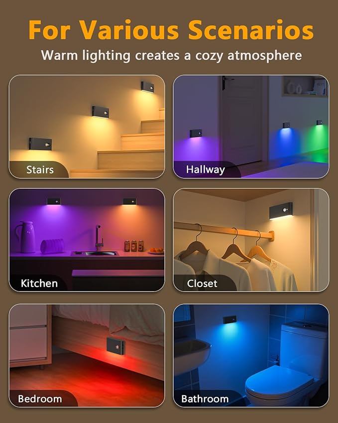 WILLED Stair Lights Indoor Rechargeable, RGB & Warm White Color Changing Night - Image 2